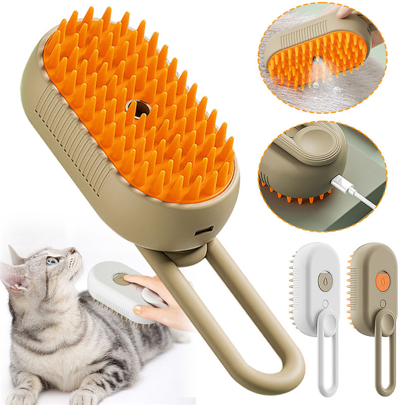 3-in-1 Electric Steam Pet Grooming & Massage Brush for Cats and Dogs