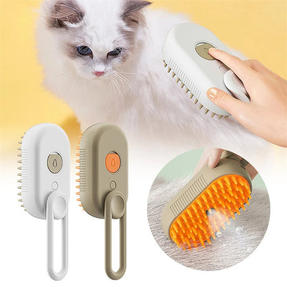 3-in-1 Electric Steam Pet Grooming & Massage Brush for Cats and Dogs