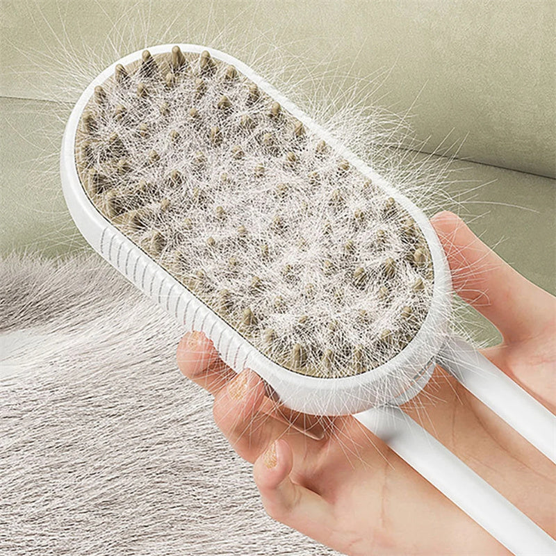 3-in-1 Electric Steam Pet Grooming & Massage Brush for Cats and Dogs
