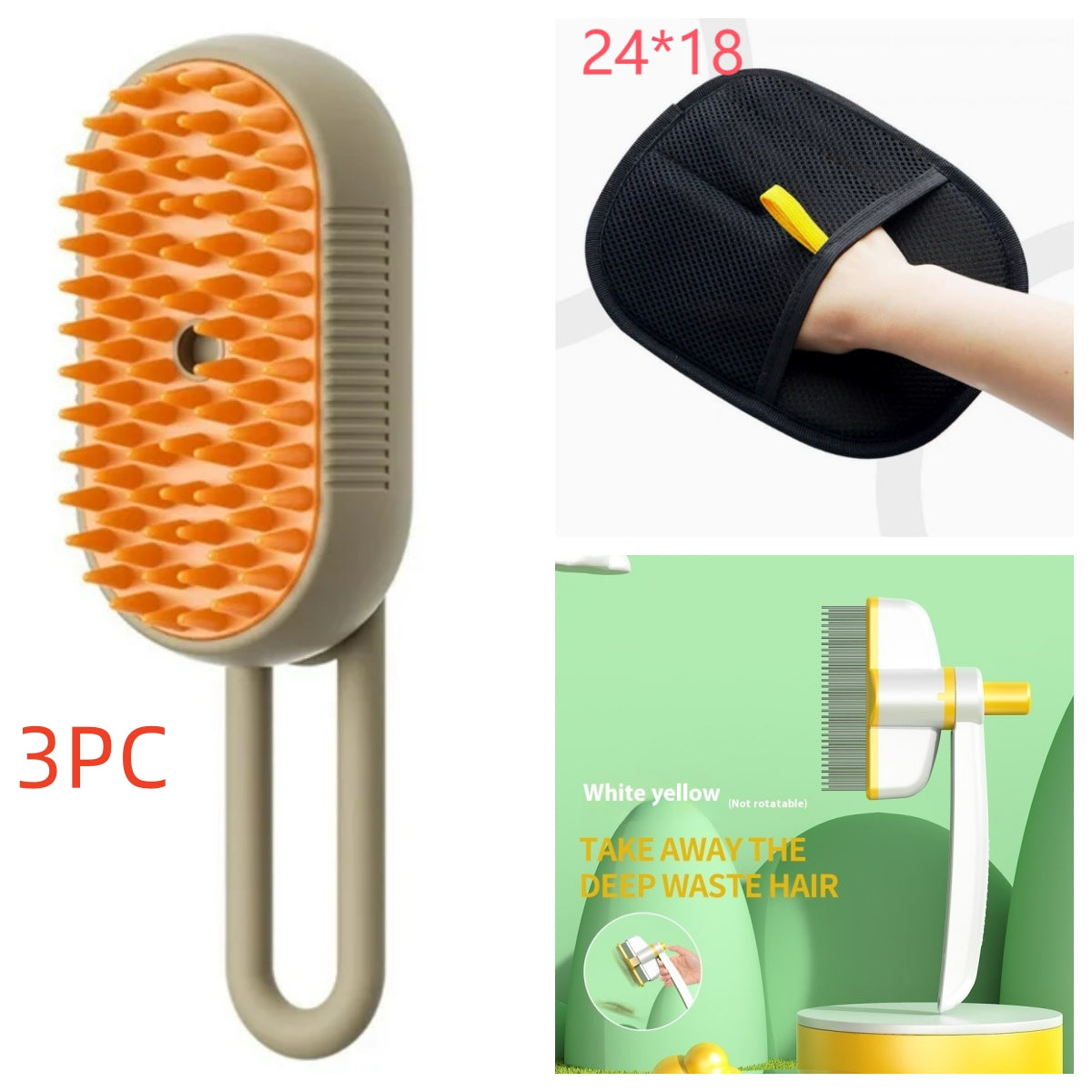 3-in-1 Electric Steam Pet Grooming & Massage Brush for Cats and Dogs