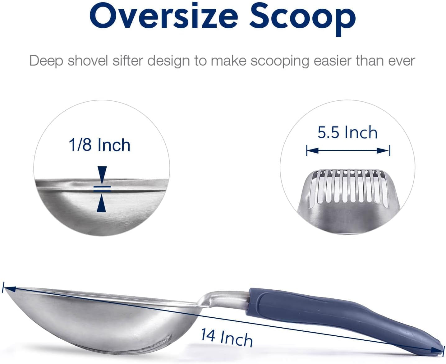 Heavy-Duty Aluminum Alloy Cat Litter Scoop – Deep Shovel Sifter