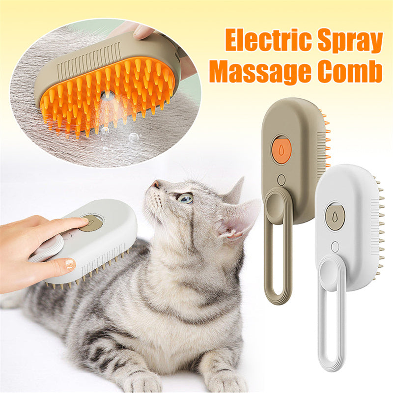 3-in-1 Electric Steam Pet Grooming & Massage Brush for Cats and Dogs