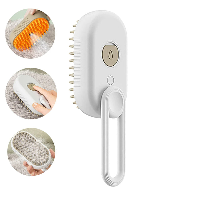 3-in-1 Electric Steam Pet Grooming & Massage Brush for Cats and Dogs