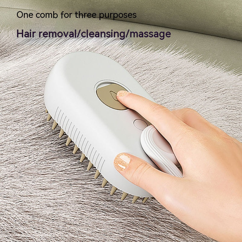 3-in-1 Electric Steam Pet Grooming & Massage Brush for Cats and Dogs