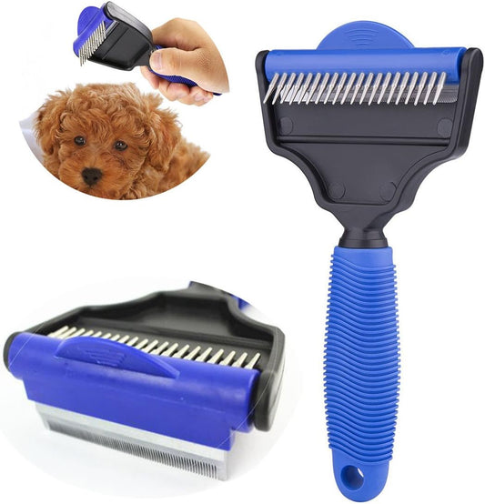 2-in-1 Dual-Sided Pet Undercoat Rake & Deshedding Dematting Comb