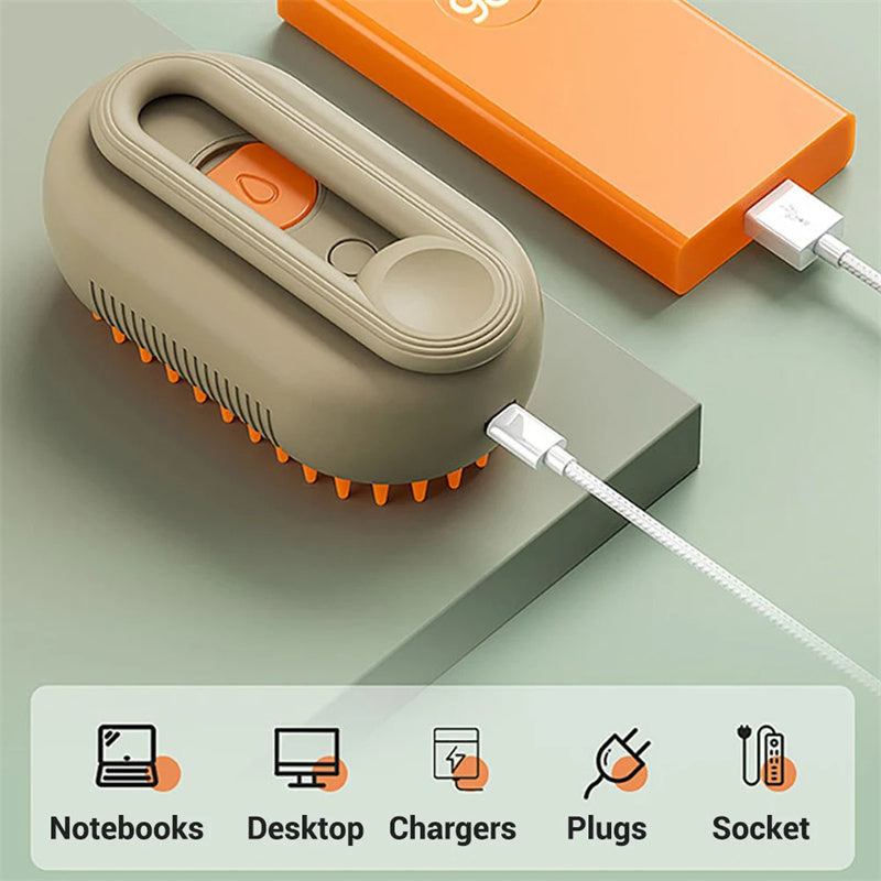 3-in-1 Electric Steam Pet Grooming & Massage Brush for Cats and Dogs