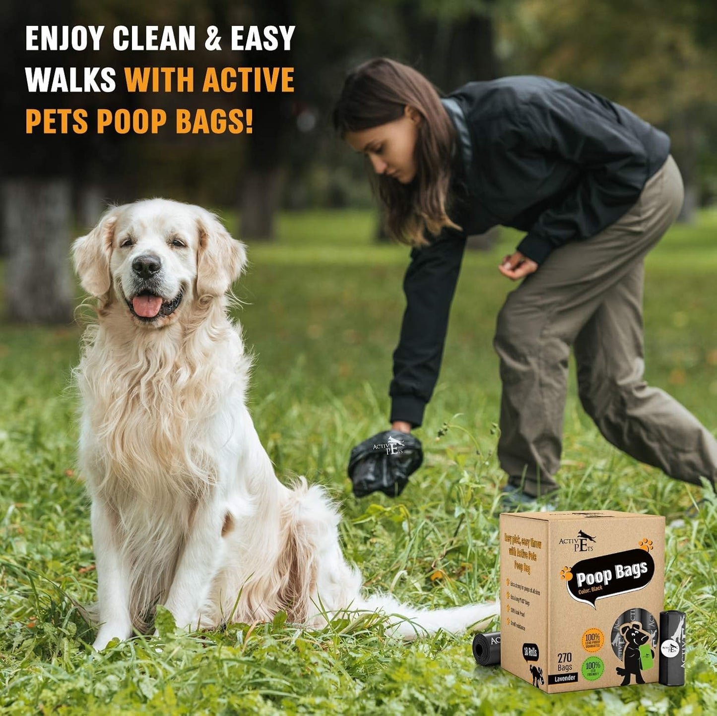 Extra-Thick Lavender-Scented Dog Waste Bags – Leak-Proof & Easy-Tear (270 Count)