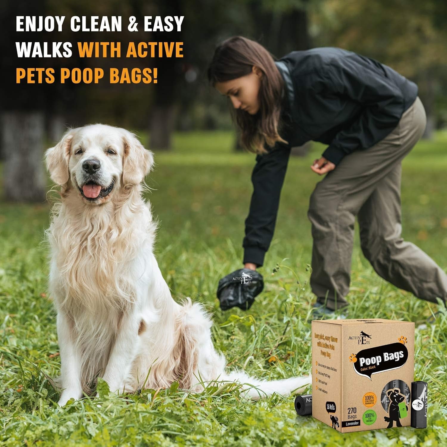 Extra-Thick Lavender-Scented Dog Waste Bags – Leak-Proof & Easy-Tear (270 Count)