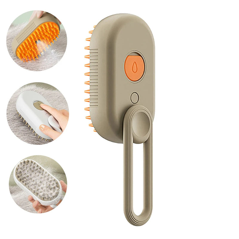 3-in-1 Electric Steam Pet Grooming & Massage Brush for Cats and Dogs